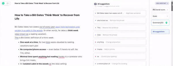 Grammarly’s suggestions may not be on point for creative pieces.
