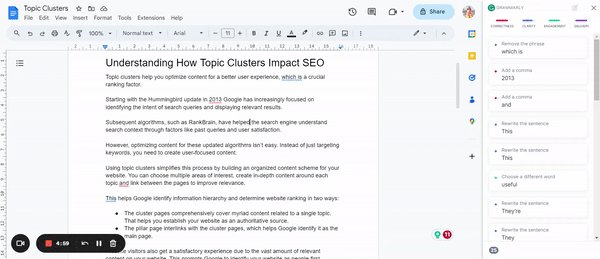 Grammarly’s browser extension comes in handy when using Google Docs.