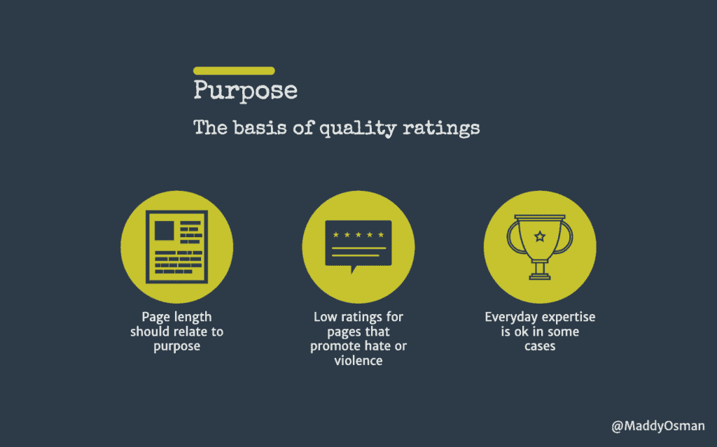 Google basis of a quality rating is purpose