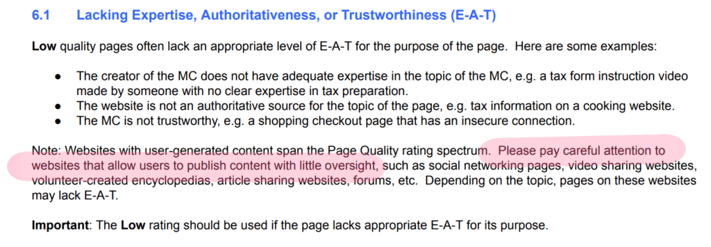 Lacking E-A-T