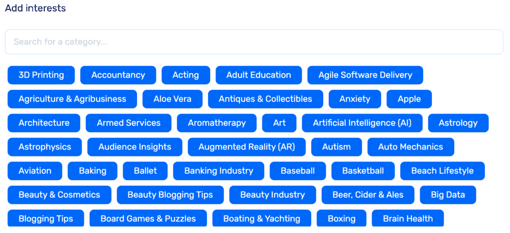 Quu Interest Categories