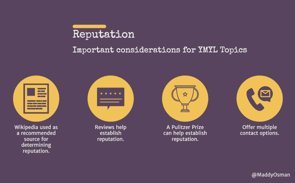 Reputation and YMYL