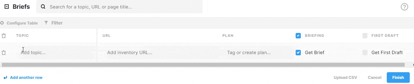 Screen recording when filling in a keyword to get a brief