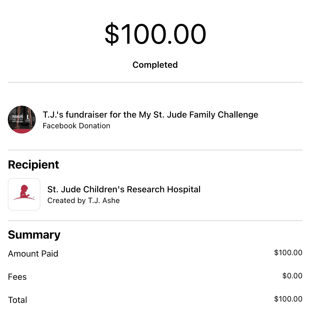 TJ's Fundraiser for My St Jude Family Challenge