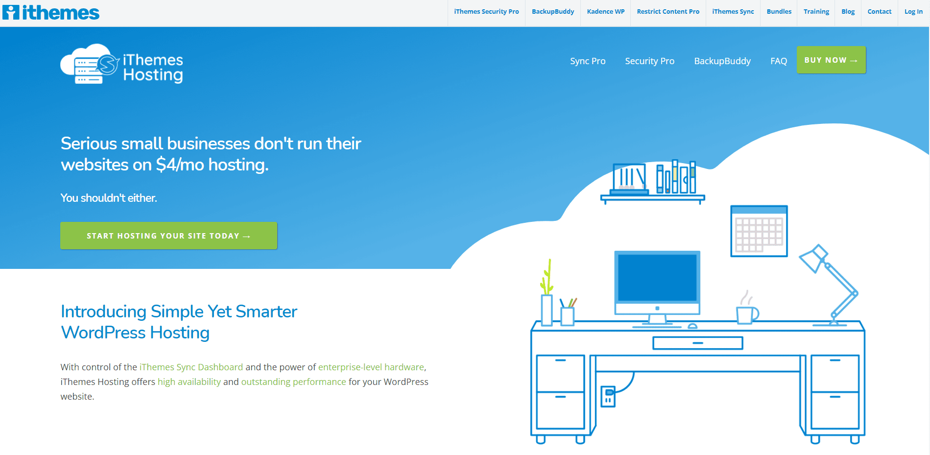 iThemes hosting homepage.