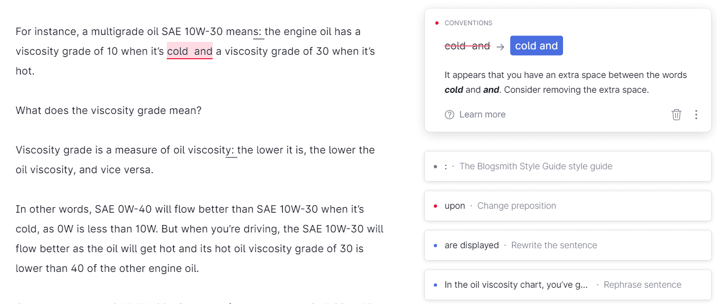 Grammarly extra spaces