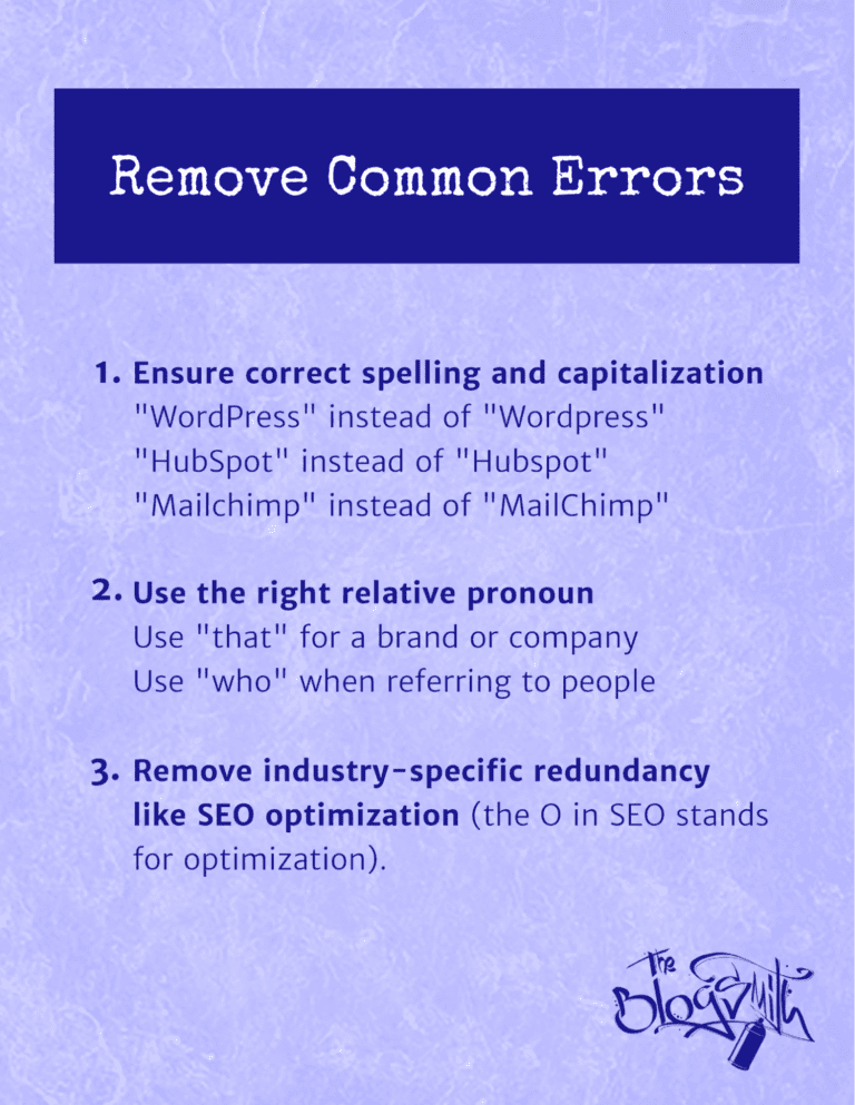 Remove common errors