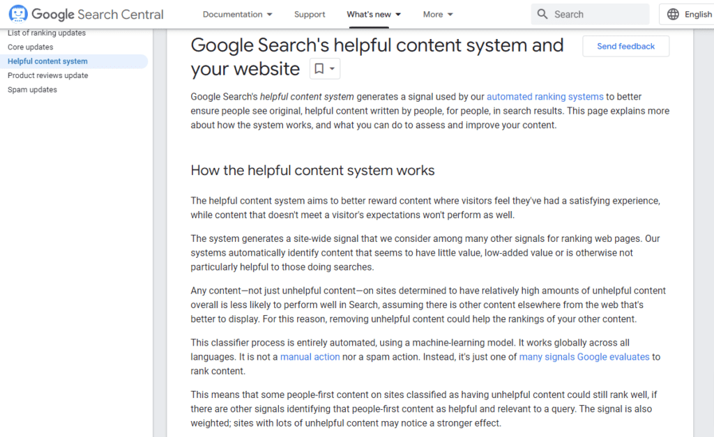 Google search help pages