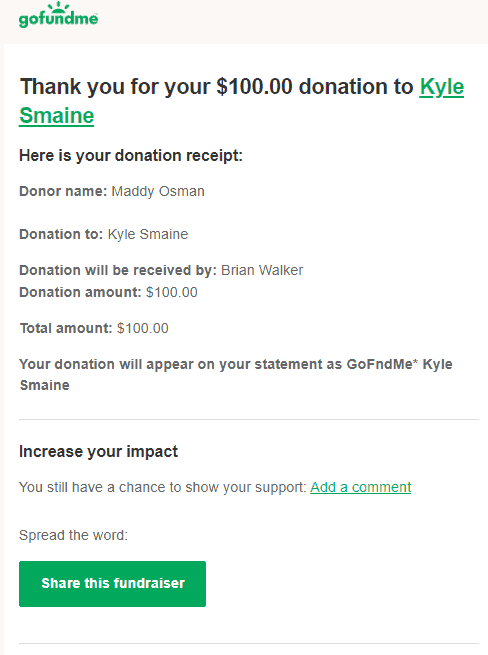 Fundraiser for Kyle Smaine