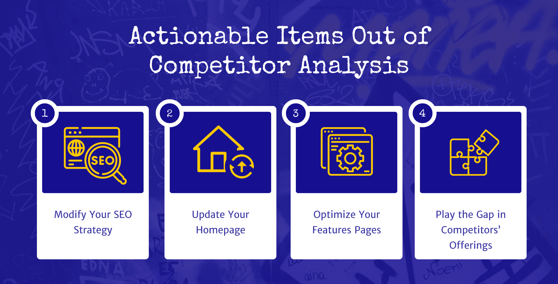 Collect data from competitor analysis and translate them into actionable items.