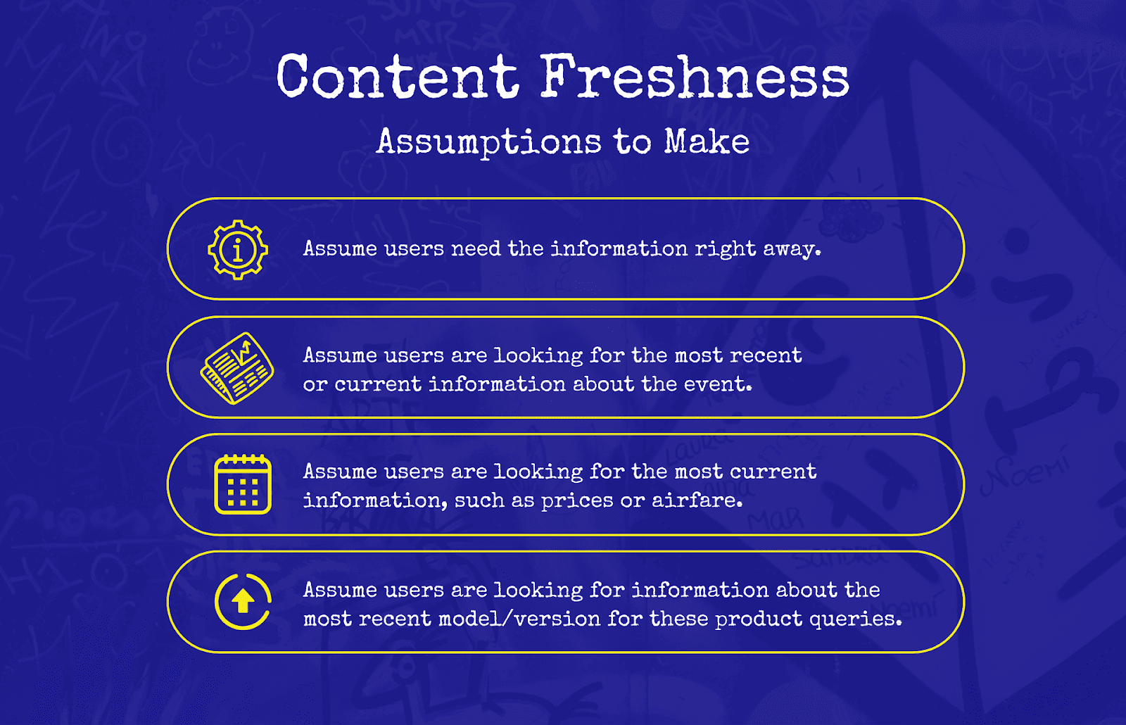 Assumptions to make when rating content freshness.