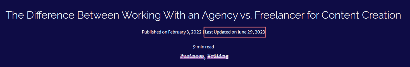 An example of an updated article from The Blogsmith’s blog.