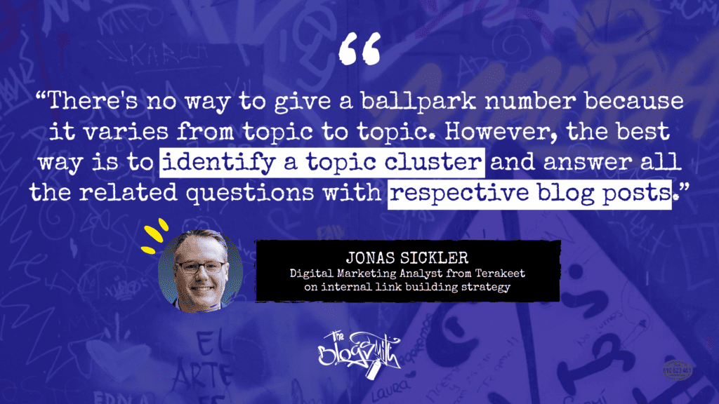 Quote from Jonas Sickler on internal link building strategy.