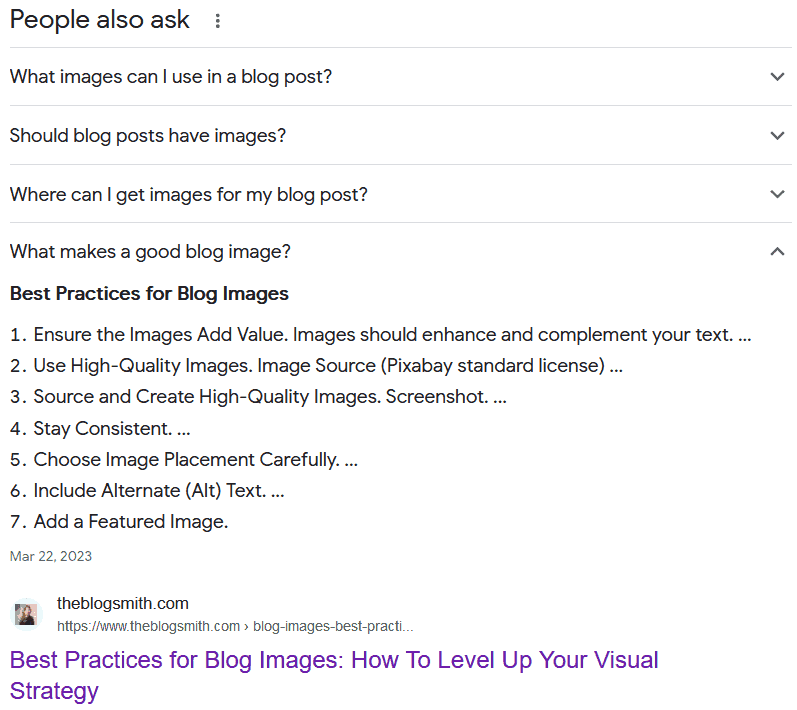 An example of Google’s People Also Ask feature.