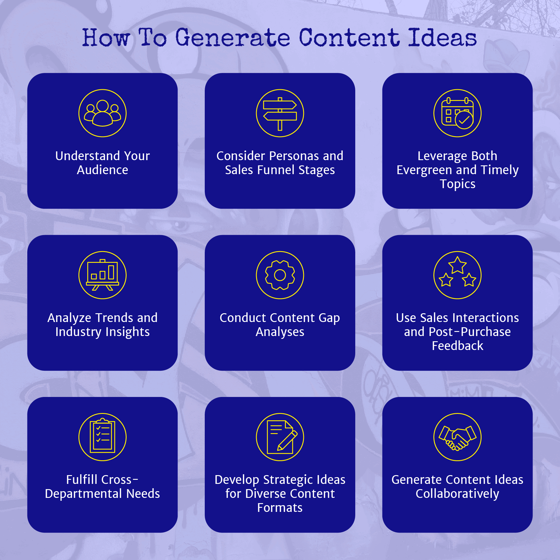 Techniques for generating content ideas.