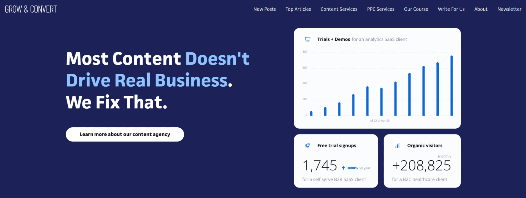 Grow and Convert focuses on conversion metrics.