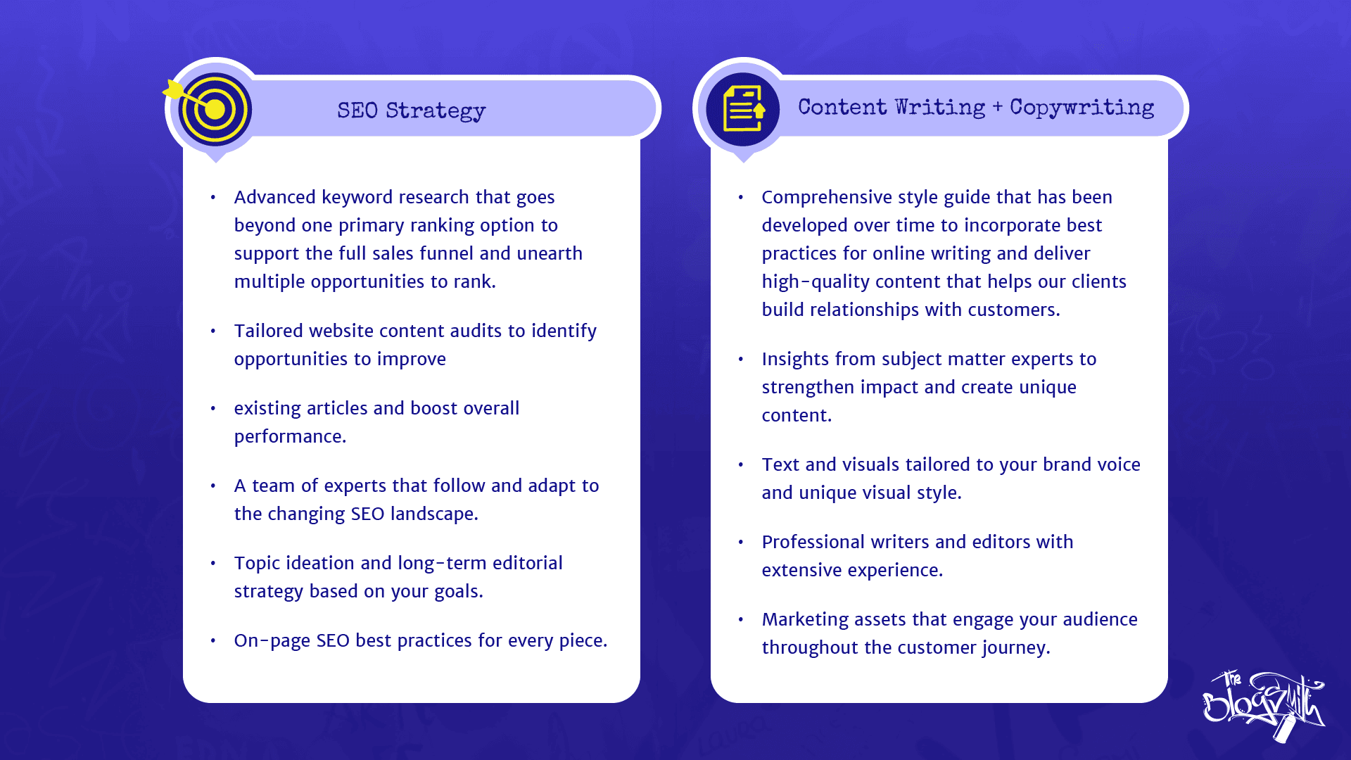 It’s better to opt for a single agency, like The Blogsmith, that can meet all your SEO and content needs.
