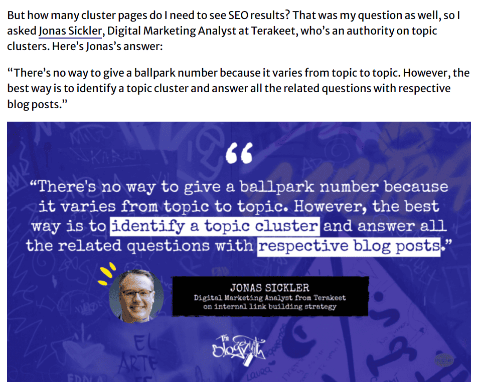 Example of an expert voice adding value to an article.