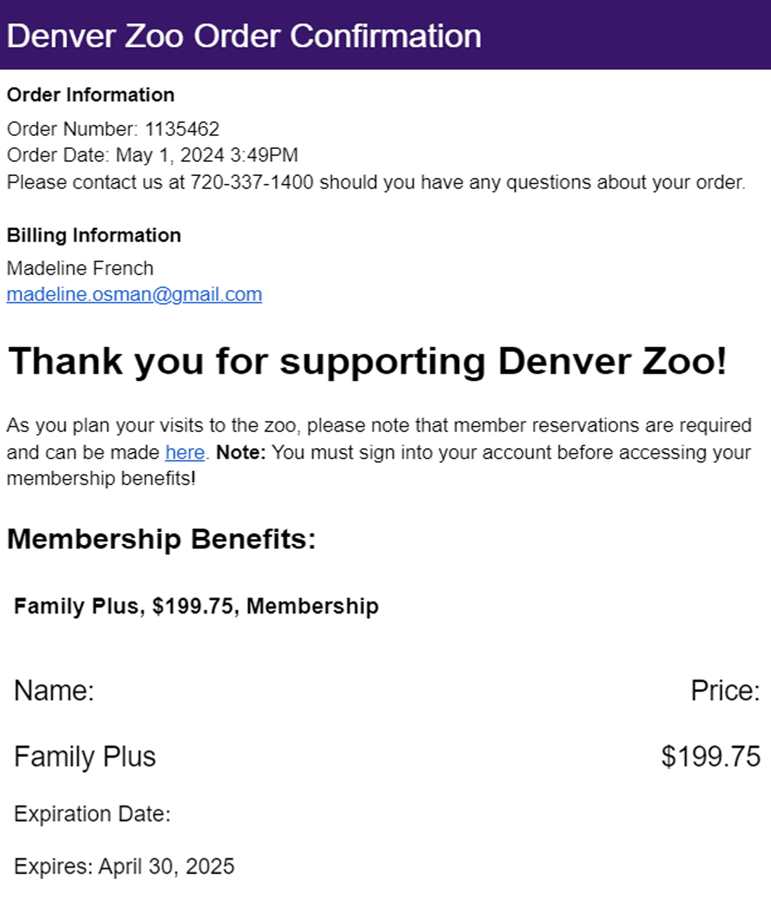 Denver Zoo The Blogsmith Donation