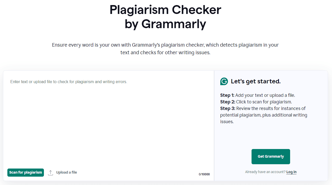 Grammarly helps you check for plagiarized content.