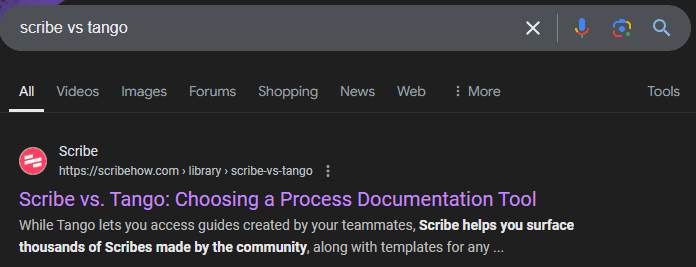 The Blogsmith’s article comparing Scribe and Tango is one of Scribe’s highest-performing pieces.